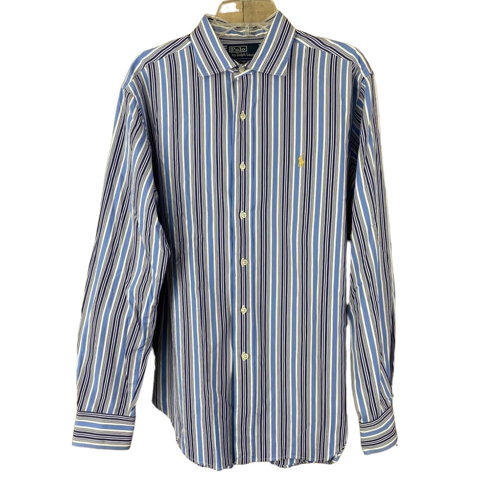 Polo Ralph Lauren 90s Striped Button Up Preppy Classic Sz L Old Money